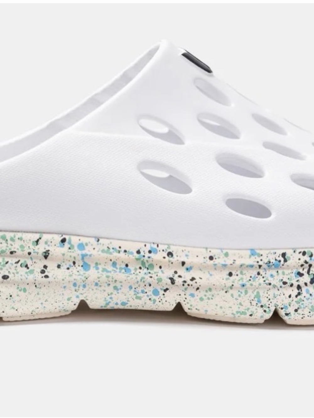 White Slip-On Clog Mule with Speckled Sole